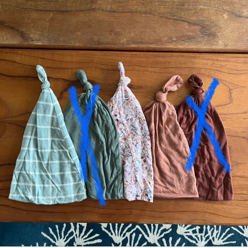 Solly Baby THREE (3) Knotted Hats Bundle Gently Worn